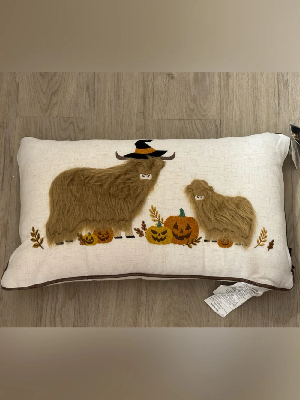 Autumn Harvest Decorative Pillow with Faux Fur Huskies - Neutral